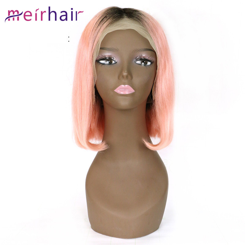 Wholesale Virgin Brazilian Human Hair Straight Lace Bob Wigs TB/Pink